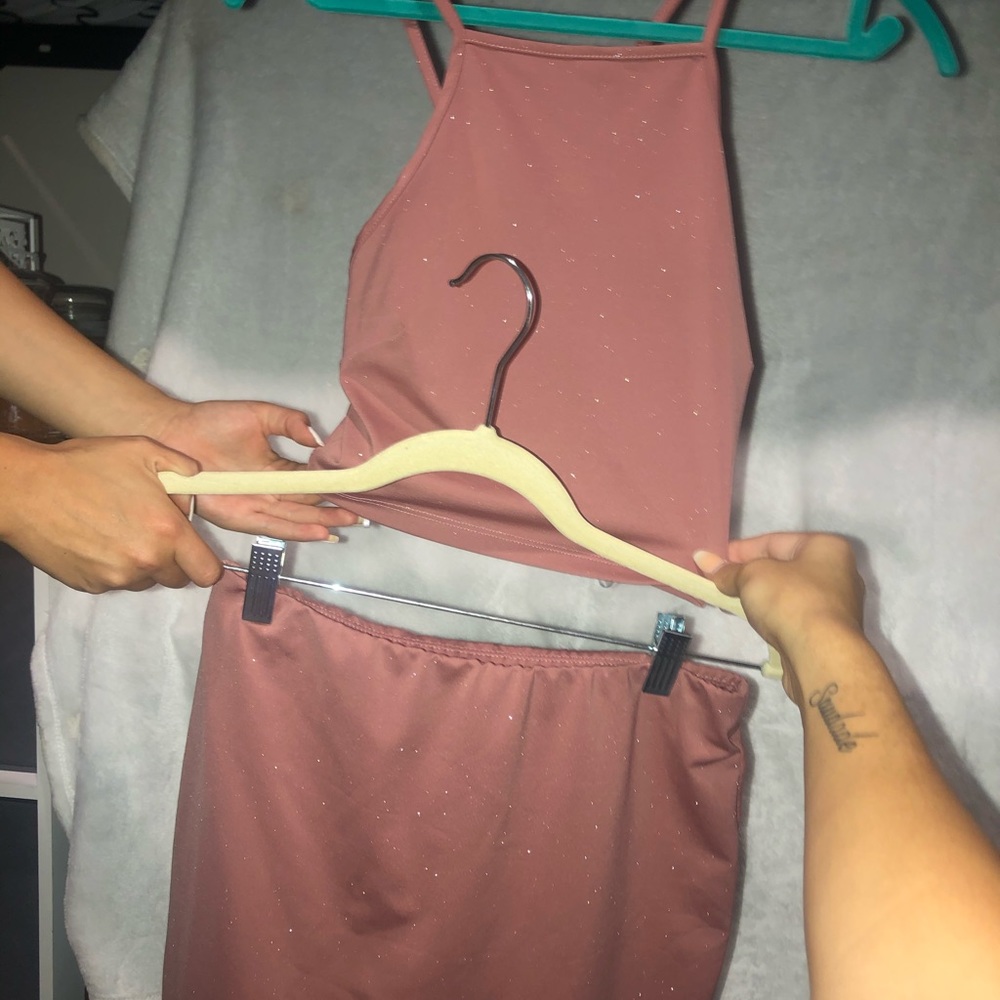 Pink bodycon two piece dress